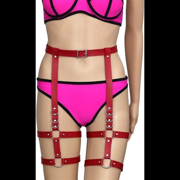 alisikee Faux Leather Leg Harness Belt Adjustable Punk Harness Belt for Women